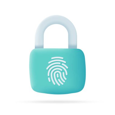 3D asma kilit simgesi. Güvenlik kavramı. Şifre. Dolandırıcılardan para koruması. 3d illüstrasyon