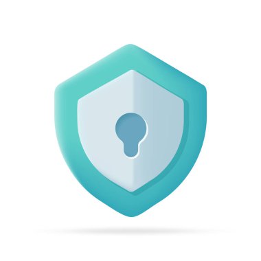 3D kalkan parmak tarayıcı simgesi. Güvenlik kavramı. Şifre. Dolandırıcılardan para koruması. 3d illüstrasyon