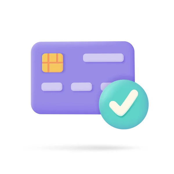 クレジットカードの3Dアイコン オンライン決済キャッシュレス社会クレジットカードでの安全な支払い 3Dイラスト — ストックベクタ
