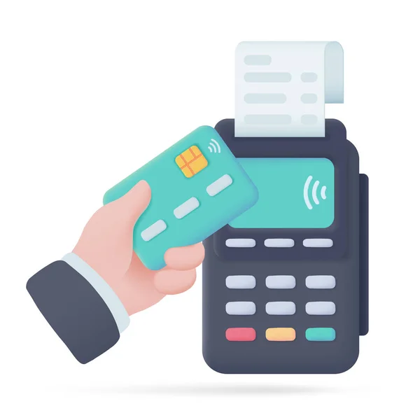 Kreditkarte Swipe Maschine Symbol Online Zahlung Kreditkarte Bargeldlose Gesellschaft Illustration — Stockvektor