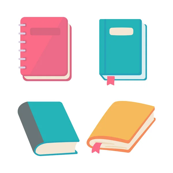 Livro Colorido Capa Aprendizagem Lendo Livros Biblioteca Bonito Desenhos Animados — Vetor de Stock