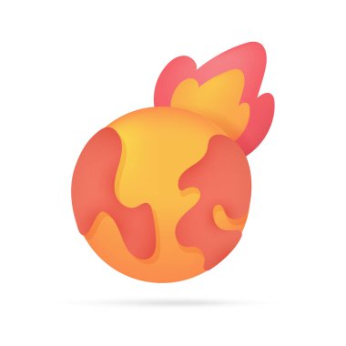 Isı ve yükselen sıcaklıklardan dolayı turuncu dünya. Küresel ısınma kavramını durdur 3d illüstrasyon