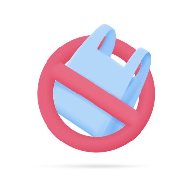 Plastik torbalar. Gezegen için plastik atık azaltma kavramı. 3B illüstrasyon.