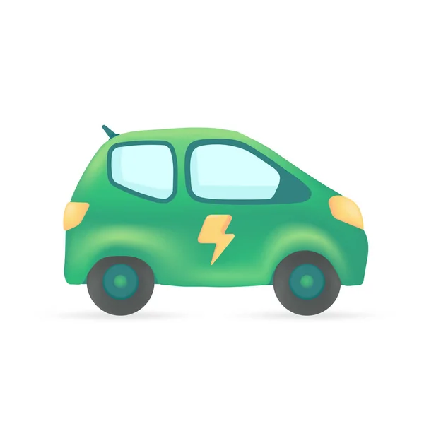 绿色电动汽车科技概念改变了世界 3D说明 — 图库矢量图片