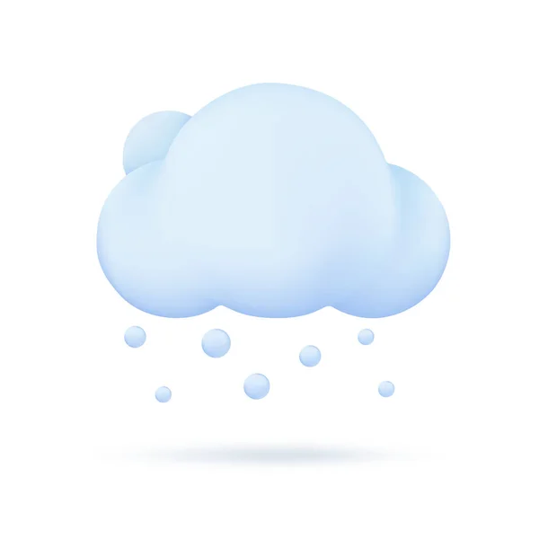 3D天気予報は強い風と雨と雨季の白い雲のアイコン — ストックベクタ