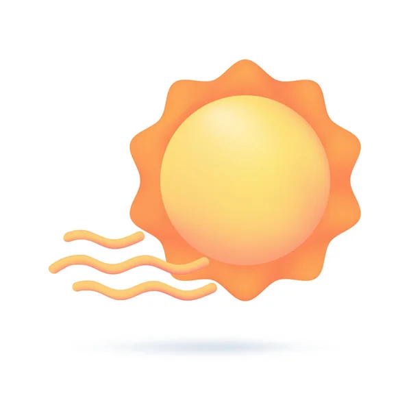 Perkiraan Cuaca Ikon Matahari Musim Panas Dengan Sinar Matahari Yang - Stok Vektor