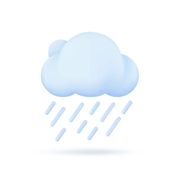 三维天天气预测象征着雨季白云的强风强雨 — 图库矢量图片