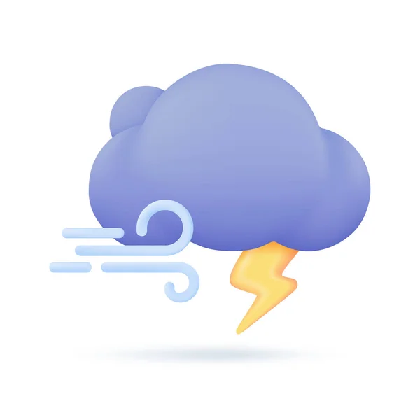 Időjárás Előrejelzés Ikonok Fekete Felhő Mennydörgés Vihar Illusztráció — Stock Vector