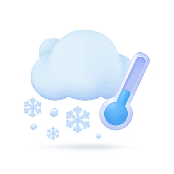三维天气预报图标雪天云寒冷天气 3D说明 — 图库矢量图片