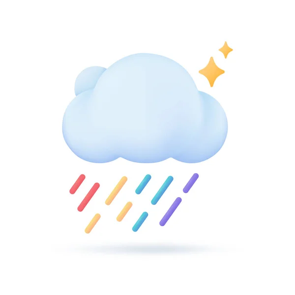 3D天気予報アイコン雨の後に澄んだ空美しい虹 3Dイラスト — ストックベクタ