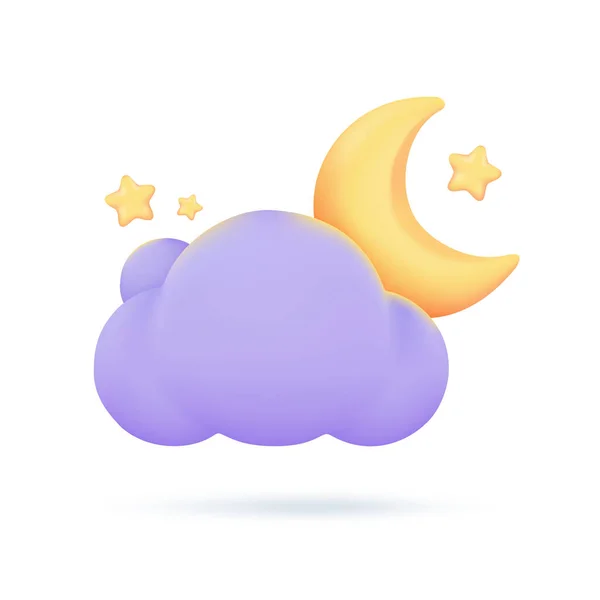 Weather Forecast Icons Night Moon Clouds Rainy Day Illustration — Stock Vector