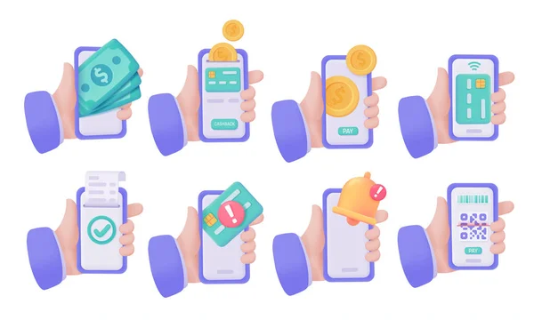 Cash Sur Les Téléphones Portables Concept Dépenser Argent Ligne Illustration — Image vectorielle