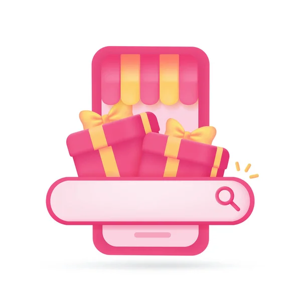 App Αναζήτηση Μπαρ Δώρο Κουτί Προώθηση Έκπτωση Προϊόν Φεστιβάλ Σεζόν — Διανυσματικό Αρχείο
