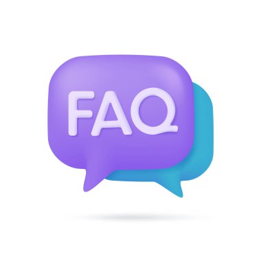 3D mesaj kutusu. Konuşma balonu diyaloğu. sorular ve cevaplar