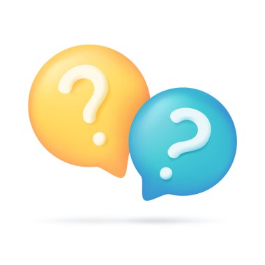 3D mesaj kutusu. Konuşma balonu diyaloğu. sorular ve cevaplar