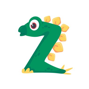 Dinozor Alfabesi ve Çocuk yuvası çocuklarının doğum günü partisi için Numbers Illustration