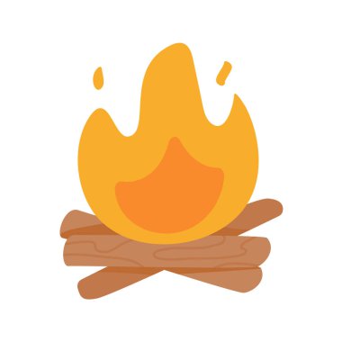 Ormanda kamp ateşi ve yemek pişirmek için kamp ateşi.