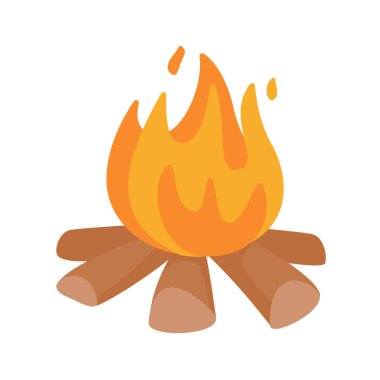 Ormanda kamp ateşi ve yemek pişirmek için kamp ateşi.