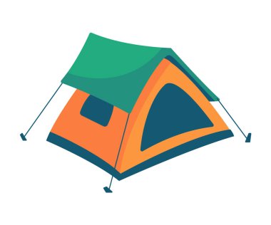 Çadır kamp ikonu. Ormanda yaşamak için afiş çadırları Aile tatili aktiviteleri