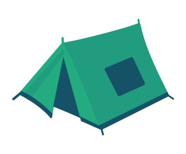 Çadır kamp ikonu. Ormanda yaşamak için afiş çadırları Aile tatili aktiviteleri