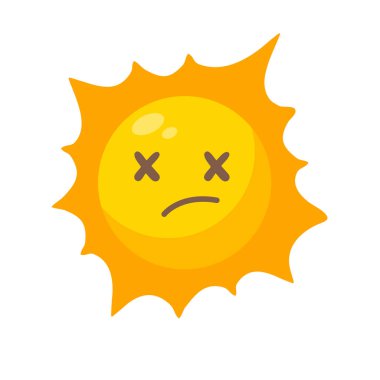 Çocuklar için sevimli çizgi film yüzlü çizgi film güneşi.