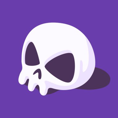 Ölü kafatası karikatürü kara büyü seremonisi yapıyor. Cadılar Bayramı çizimi.