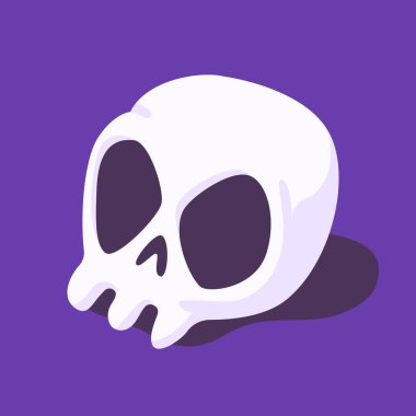 Ölü kafatası karikatürü kara büyü seremonisi yapıyor. Cadılar Bayramı çizimi.