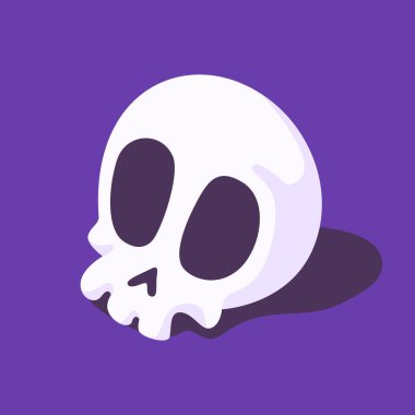 Ölü kafatası karikatürü kara büyü seremonisi yapıyor. Cadılar Bayramı çizimi.