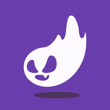 Beyaz pelerinli şirin hayalet karikatürü. Korkunç cadılar bayramı çizimi.