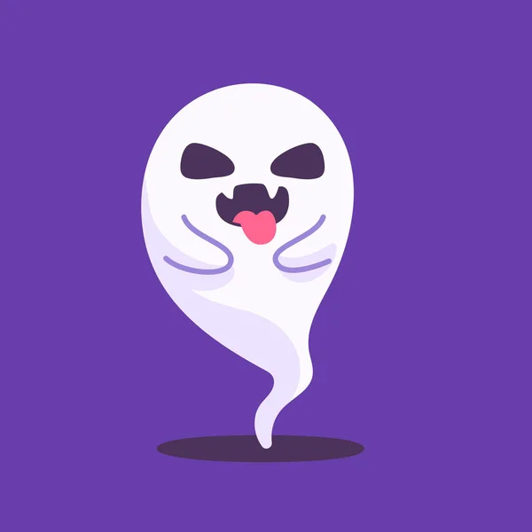 Söt Spöket Tecknad Spöke Vit Mantel Halloween Skrämmande Illustration — Stock vektor