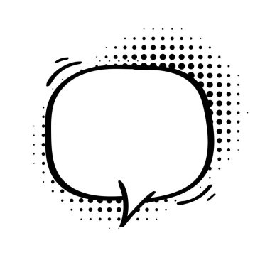 Komik konuşma baloncukları. Yarım tonlu gölgeler üzerine komik diyaloglar. Noktalar. Komik sohbet bağırıyor.