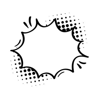 Komik konuşma baloncukları. Yarım tonlu gölgeler üzerine komik diyaloglar. Noktalar. Komik sohbet bağırıyor.