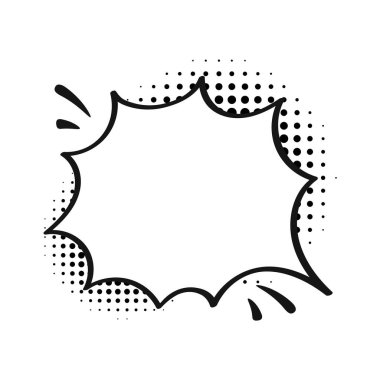 Komik konuşma baloncukları. Yarım tonlu gölgeler üzerine komik diyaloglar. Noktalar. Komik sohbet bağırıyor.