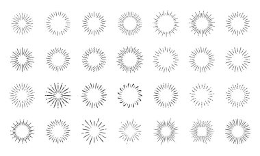 Klasik güneş patlaması tarzı yayılmış ışığın basit çizgileri