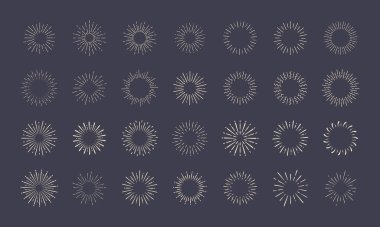 Klasik güneş patlaması tarzı yayılmış ışığın basit çizgileri