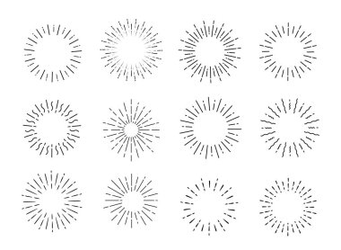 Klasik güneş patlaması tarzı yayılmış ışığın basit çizgileri