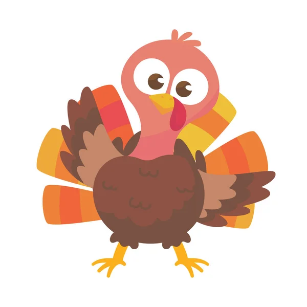 Happy Thanksgiving Cartoon Turkey Cute Pumpkin Autumn — Stock Vector