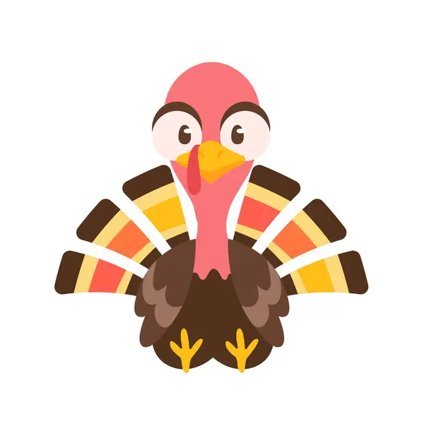 Happy Thanksgiving Cartoon Turkey Cute Pumpkin Autumn — Stock Vector