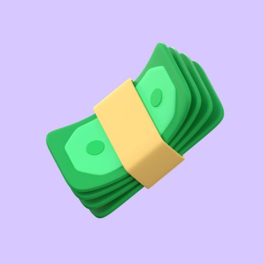 Bir yığın içinde bir sürü yeşil dolar var. Kırpma yolu ile 3B Görüntü.