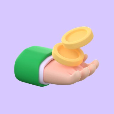 El ele tutuşmak altın sikkeler yatırım fikirleri. Kırpma yolu ile 3B Görüntü.