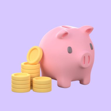 Para biriktirme konsepti için kumbara. Kırpma yolu ile 3B Görüntü.