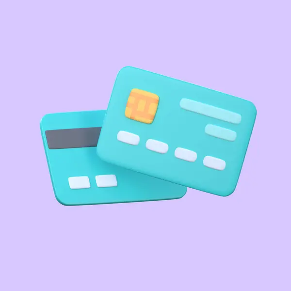 Credit card for spending money instead of cash. 3D Illustration with clipping path.