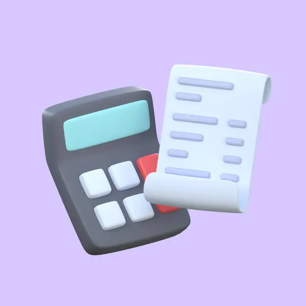 Calculator that calculates monthly bills cost control concept. 3D Illustration with clipping path.