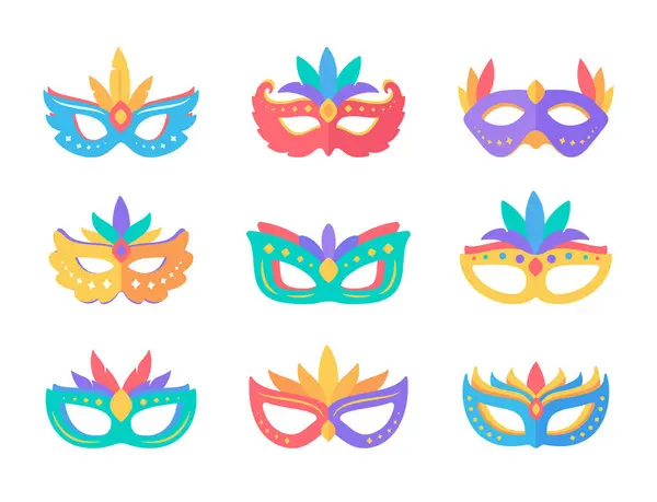パーティーマスク 顔を覆うためのフェザーマスク 神秘的なファンタジーパーティー — ストックベクタ