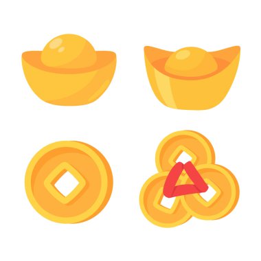 Çin altınları. Zenginlik parası. Çin Yeni Yıl Festivali 'nde hediye olarak verdiğiniz için..