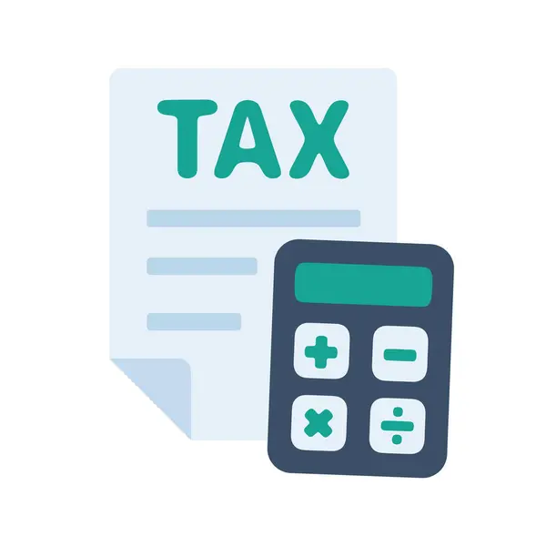 税金を計算するための計算機付き税務書類アイコン — ストックベクタ