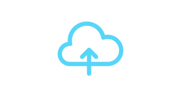 Bulut Hesaplama Simgesi Mavi Bulutlar Yukarı Aşağı Oklar Bilgisayar Sistemlerinde — Stok video