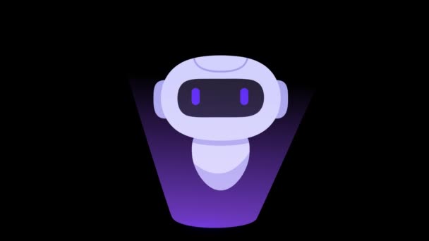 Aiロボットに地面から輝く紫色の光 現代技術の進歩コンセプト — ストック動画