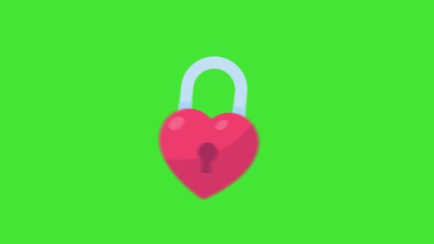 Lingkaran Kunci Jantung Kunci Cinta Terbuka Pada Hari Valentine Animasi — Stok Video