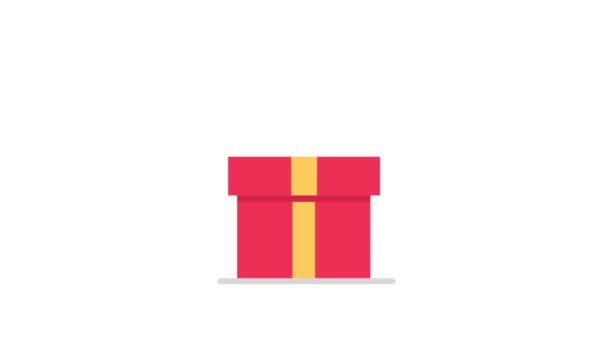 打开了一个绑着金色蝴蝶结的红色礼品盒 在特别节日赠送礼物 — 图库视频影像